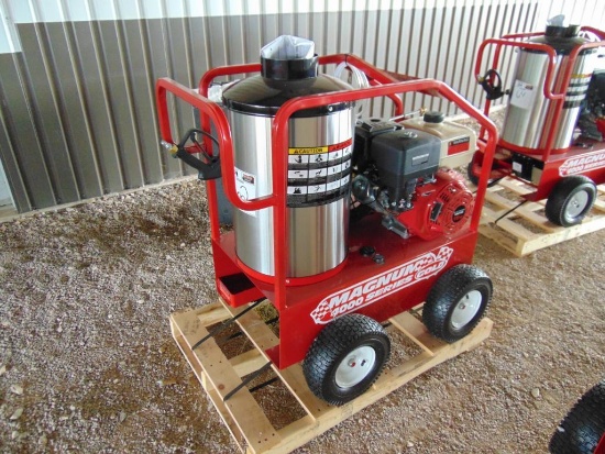 (New) Magnum 4000 Hot Water Pressure Washer, 4000 psi, 3.5 gpm, oil/diesel fired burner, 15 hp gas
