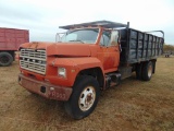 1980 Ford F612 S/A Flatbed Truck, s/n f61hvga0592, gas eng, 5x2 trans, od reads 16086 miles, dump