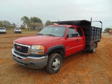 2006 GMC Sierra 3500 Crewcab Flatbed Pickup, s/n 1gdjc33ux6f100085, v8 gas eng, auto trans, od reads