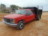 2000 GMC 3500 Crew Cab Flatbed Pickup, s/n 1gdhc33r9yf504430, gas eng, auto trans, od reads 186170
