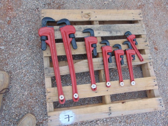 (2) 24", (1) 18", (1) 14",(2) 12", (1) 10" Pipe Wrenches