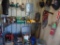 Assorted Shop Items - dewalt drill, cutoff saw, table w/vise, assorted welding helmets & shields,