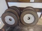 (5) Tires on 8 lug rims Located in Thomas Ok