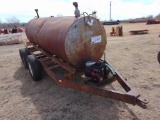 1000 gallon Tank on T/A Bumperpull Trailer, briggs & stratton gas eng w/pump, (Bill of Sale)