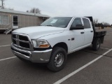 2010 Dodge 2500 4x4 Crewcab Flatbed Pickup, s/n 3d7tt2ct7ag158084, v8 gas eng, auto trans, od reads