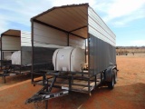 16' Kearney T/A Flatbed Trailer, canopy, 150 gallon tank, benches, (Bill of Sale)