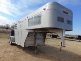 Sundowner T/A 3 Horse Slant Gooseneck Trailer, change room w/air conditioner, rear tack, (Bill of