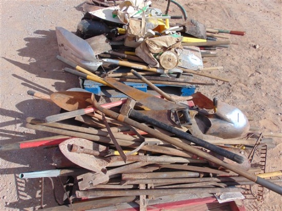 (2) Pallets Assorted shovels,rakes & post hole diggers
