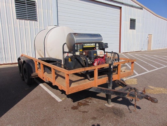 Karcher 3000 PSI Pressure Washer mounted on 16' T/A Bumperpull Trailer, 500 Gallon Tank, (Bill of