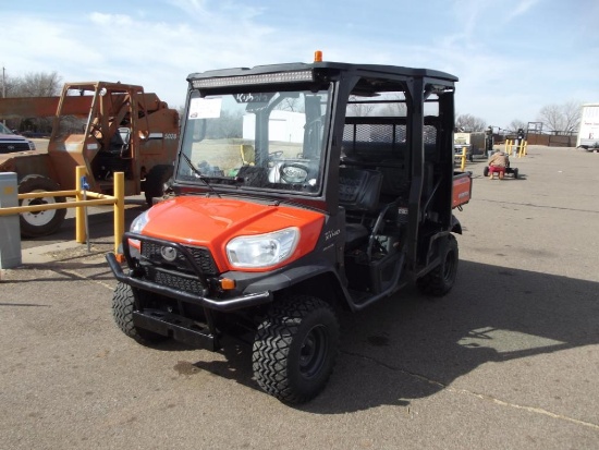 2016 Kubota RTVX1140 4...Seater UTV, diesel eng, cab, hour meter reads 1397 hrs, hyd dump bed, no