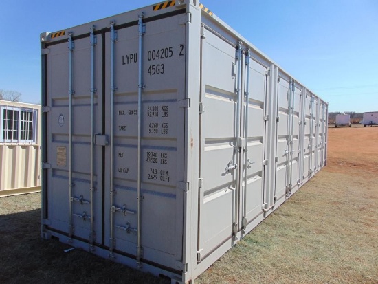 40' Container, (4) side doors, rear door, single use