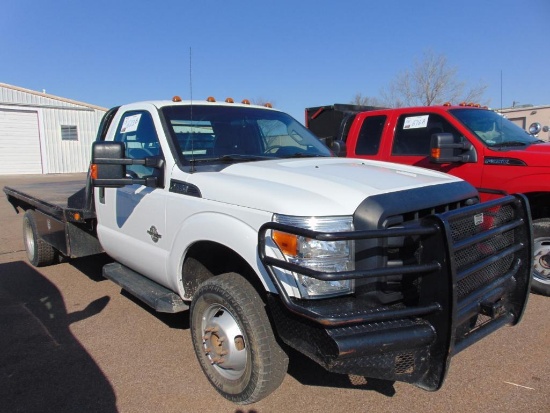 2014 Ford F350 4x4 Flatbed Pickup, s/n 1fdrf3htseea32275, powerstroke eng, auto trans, od reads