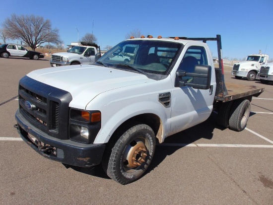 2008 Ford F350 Flatbed Pickup, s/n 1fdwf32598ed17644, v8 gas eng, auto trans, od reads 242844 miles