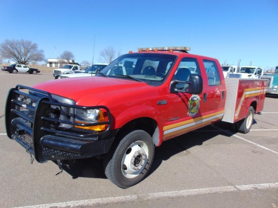 1999 Ford F550 4x4 Crewcab Service Truck, s/n 1fdaw57f6xee19845, diesel eng, auto trans, od reads