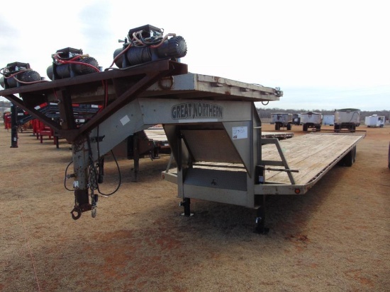 2008 Great Northern 40' T/A Flatbed Trailer, s/n 5vkgf40298s003217, 8' top deck, (3) winches, hay