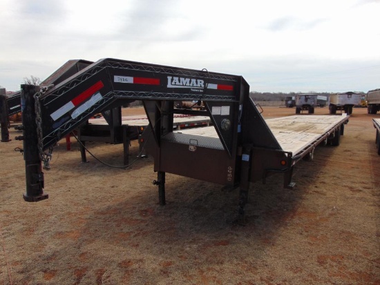 2012 Lamar 40' Gooseneck T/A Flatbed Trailer, missing hub & (2) wheels and tires (Bill of Sale)