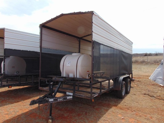 16' T/A CoolingTrailer, canopy,150 gallon tank, benches (Bill of Sale)