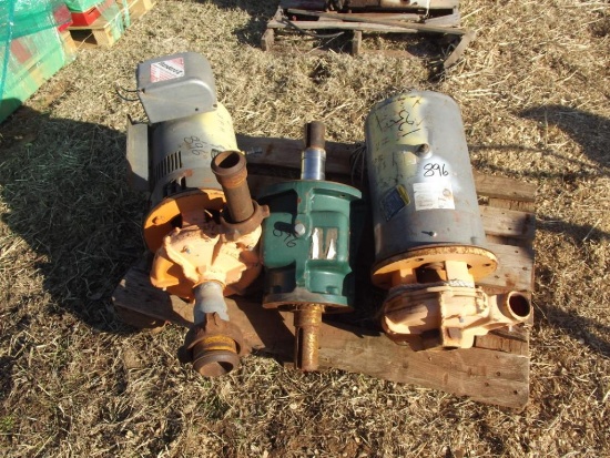 (2) Baldor 3 phase electric motors w/berkely pumps & (1) cornell gearbox