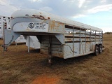 20' Gooseneck T/A Livestock Trailer, 1 divider gate, rear swing gate, no title, Located in Marlow