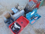 Pallet of assorted shop tools,drill, saw, grinder, battery charger,...Located in Marlow Yard