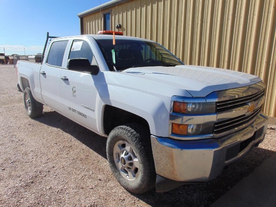 2015 Chevy Silverado 2500HD Crewcab 4x4 Pickup, s/n 1gc1kueg2ff637005, v8 eng, auto trans, od reads