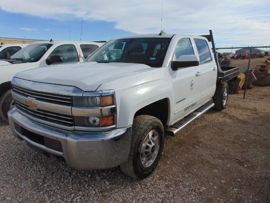 2015 Chevy Silverado 2500HD Crewcab 4x4 Flatbed, s/n 1gc1kveg7ff505444, v8 eng, auto trans, od reads