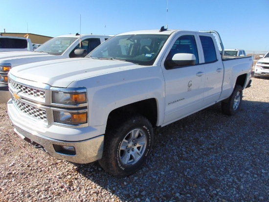 2015 Chevy Silverado 1500 Extcab 4x4 Pickup, s/n 1gcvkrecxf2258490, v8 eng, auto trans, od reads