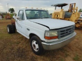 1997 FORD F350 CAB & CHASSIS, S/N 3FEKF37H4VMA16170, V8 GAS ENG, AUTO TRANS, NEEDS BATTERY