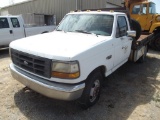 1993 FORD F350 FLATBED PICKUP, S/N 2FDKF37GXPCA49507, V8 GAS ENG, 5 SPD TRANS, OD READS 205492