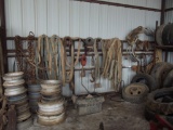 RACK OF ASSORTED LOAD SLINGS & HOOKS...