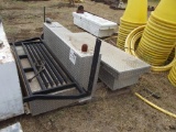 95 GAL DIAMOND PLATE L SHAPE TANK , DIAMOND PLATE TOOLBOX & HEADACHE RACK