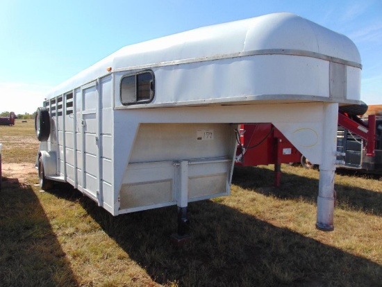 1996 HARC S/A COWBOY SPECIAL 16' GOOSENECK STOCK TRAILER, S/N 1H9G31613T1213942, METAL ROOF, TACK