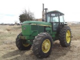 JOHN DEERE 4650 FARN TRACTOR, S/N 009554, CAB, HOUR METER READS 9236 HRS,3PT, PTO, QUICK ATTACH