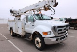 2007 FORD F750 DIGGER DERRICK TRUCK, S/N 3FRXF75R47V514869, C7 ENG, AUTO TRANS, OD READS 124380
