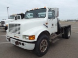 1991 IHC 4700 S/A FLATBED, S/N 1HTSCNMM1NH39555, DIESEL ENG, 5X2 TRANS, OD READS 93298 MILES