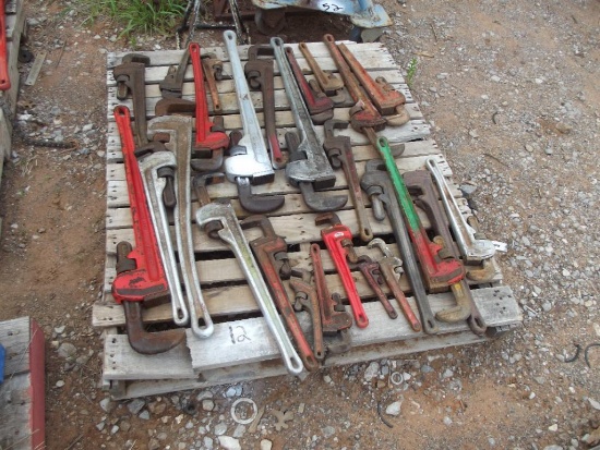 PALLET OF ASSORTED PIPE WRENCHES LOCATED IN YARD 2