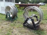 (2) STAINLESS HOSE REELS W/ HOSE LOCATED IN YARD 2