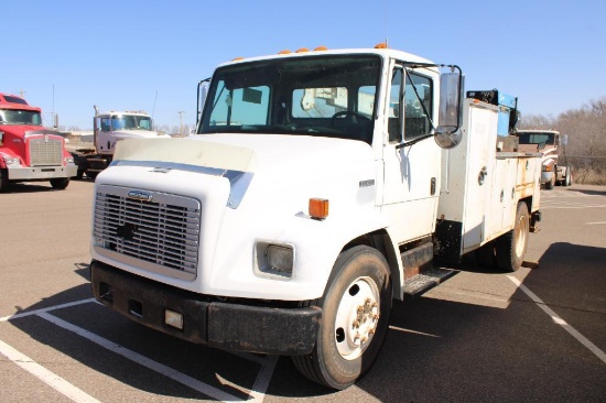 2002 FREIGHTLINER FL60 S/A SERVICE TRUCK, S/N 1FVABPAL72HK19093, CAT 3126 ENG, 5 SPD TRANS, OD READS