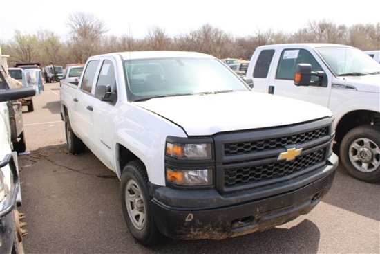 2014 CHEVY SILVERADO 1500 4X4 DOUBLE CAB PICKUP, S/N 3GCUKPEH7EG325301, V6 , AUTO TRANS, OD READS