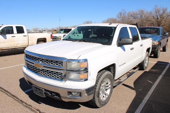 2013 CHEVY SILVERADO 1500 4X4 CREWCAB PICKUP, S/N 3GCUKREC4EG175471, V8, AUTO, OD READS 184069 MILES