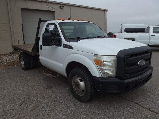 2012 FORD F350 FLATBED, S/N 1FDRF3G6XCEB85436, V8, AUTO TRANS, OD READS 100824 MILES
