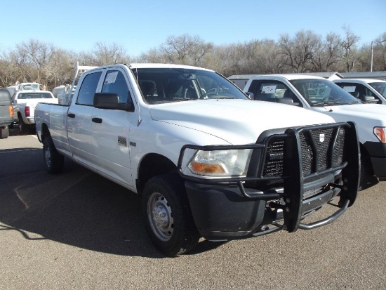 2012 DODGE RAM 2500 4X4 CREWCAB PICKUP, S/N 3C6TD5HT7CG228775, V8, AUTO TRANS, OD READS 128173