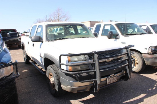 2003 CHEVY 2500HD 4X4 CREWCAB PICKUP, S/N 1GCHK23U23F148692, V8, AUTO TRANS, OD READS 144972 MILES