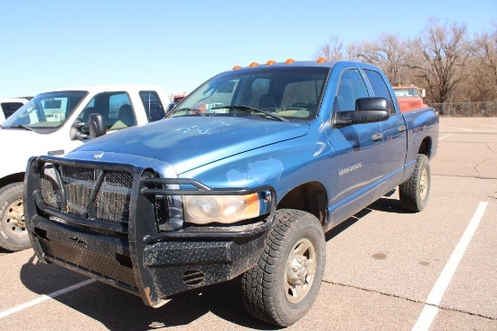 2003 DODGE RAM 2500 4X4 CREWCAB PICKUP, S/N 3D7KU28C03G775752, CUMMINS, AUTO TRANS, OD READS 158696