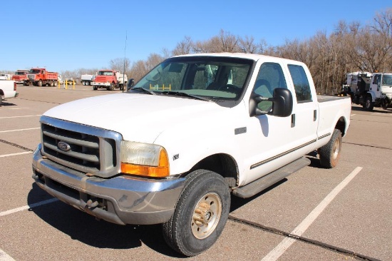 1999 FORD F250 4X4 CREWCAB PICKUP, S/N 1FTNW21L2XEB69426, V8, AUTO TRANS, OD READS 253714 MILES