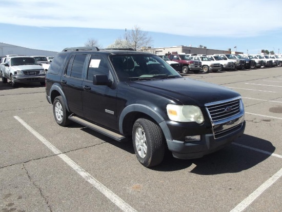 2007 FORD EXPLORER SUV, S/N 1FMEU63807UA87640, V8, AUTO TRANS, OD READS 101942 MILES...