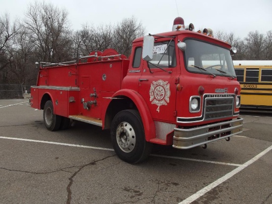 1974 IHC CARGOSTAR 1950B BOARDMAN FIRE TRUCK, S/N 22795DCA17310, DIESEL ENG, 5 SPD TRANS, OD READS