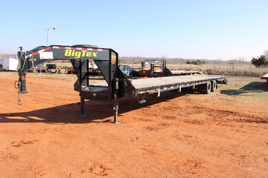2022 BIG TEX 22GNHD 40' T/A GOOSENECK FLATBED TRAILER, S/N 16V3F4829NG176482, DOVE W/MEGA RAMPS, 14