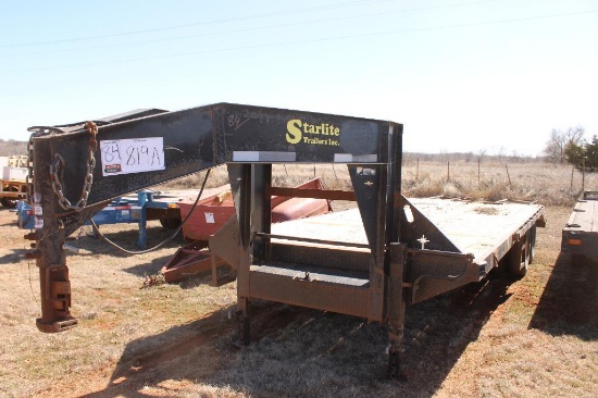 2008 STARLITE T/A GOOSENECK FLATBED TRAILER, S/N 13YFS25238C110768, 25' , DOVE W/RAMPS