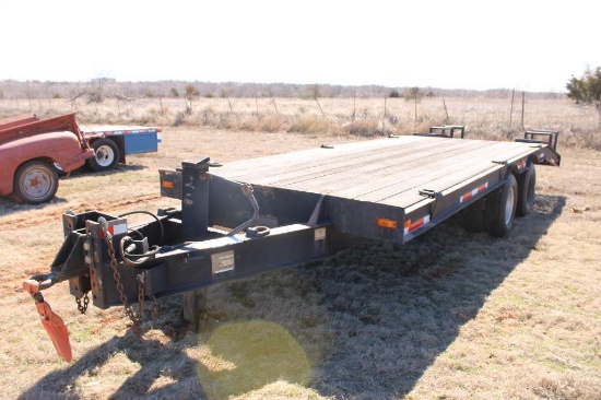 1989 T/A 23' PINTLEHITCH EQUIPMENT TRAILER, S/N 1DS0000M2J17E1885, 18' DECK, 5' DOVE W/RAMPS,
